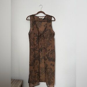 Kathie Lee Collection Vintage Floral Duster Vest with Front Tie